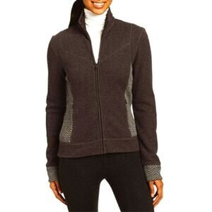 Prana Maura Wool Full Zip Brown Jacket